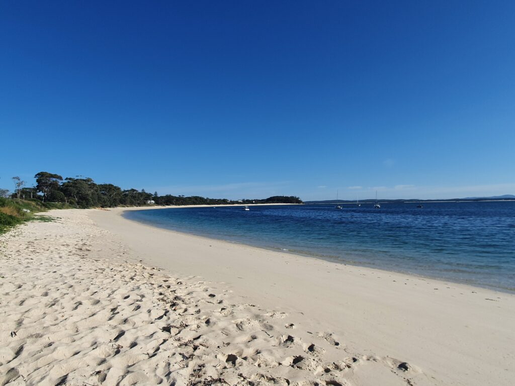 Shoal bay. Addictive is in this photo on the right hand side, second boat in.