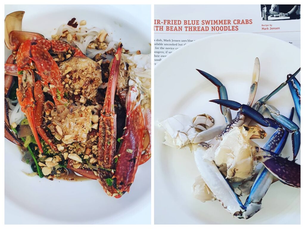 Left: Cooked blue swimmer crabs
Right: Processed crab